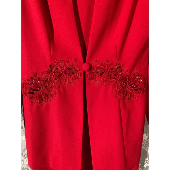 90s Dress & Jacket Set Vintage 1990s Red Mother of the Bride Outfit Size L/XL - Picture 3 of 4